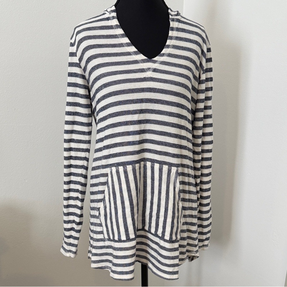 SPERRY Women's Striped Hoodie Pullover Long‎ Sleeve Pocket Casual Size M